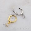 DANGLE TEARDROP CZ SEPTUM HINGED SEGMENT HOOP RING 316L SURGICAL STEEL 